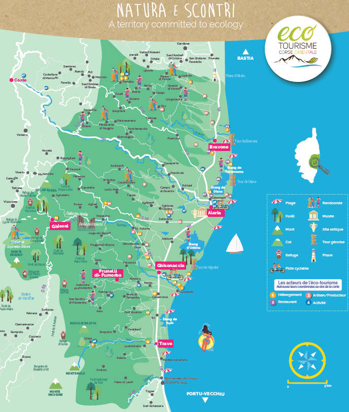 carte touristique en corse orientale 
