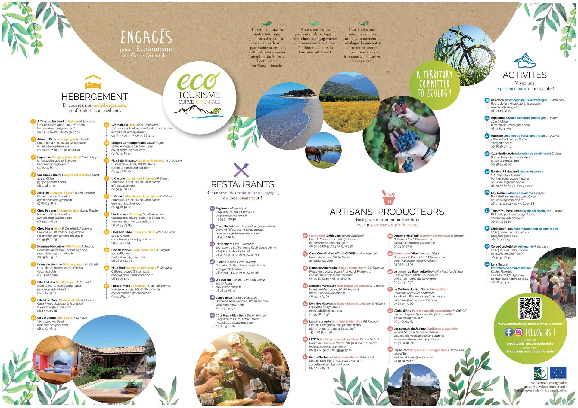 coordonnees du reseau ecotourisme en corse orientale